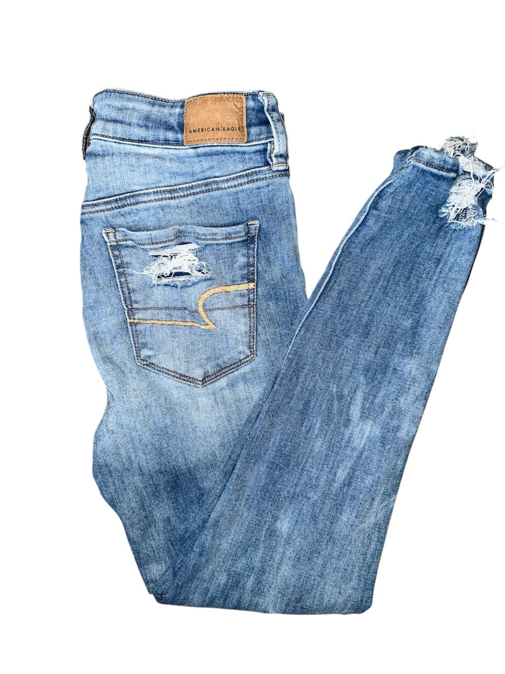 American Eagle Outfitters Light Blue Distressed Skinny Jeans - Picture 2 of 11